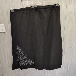 Islander Plus Size Linen Rayon Embroidered Elastic Waist Skirt 2xl Beach Cruise